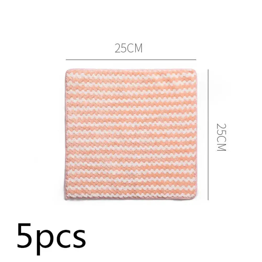 Super Absorbent Striped Coral Fleece Kitchen Cleaning Cloths