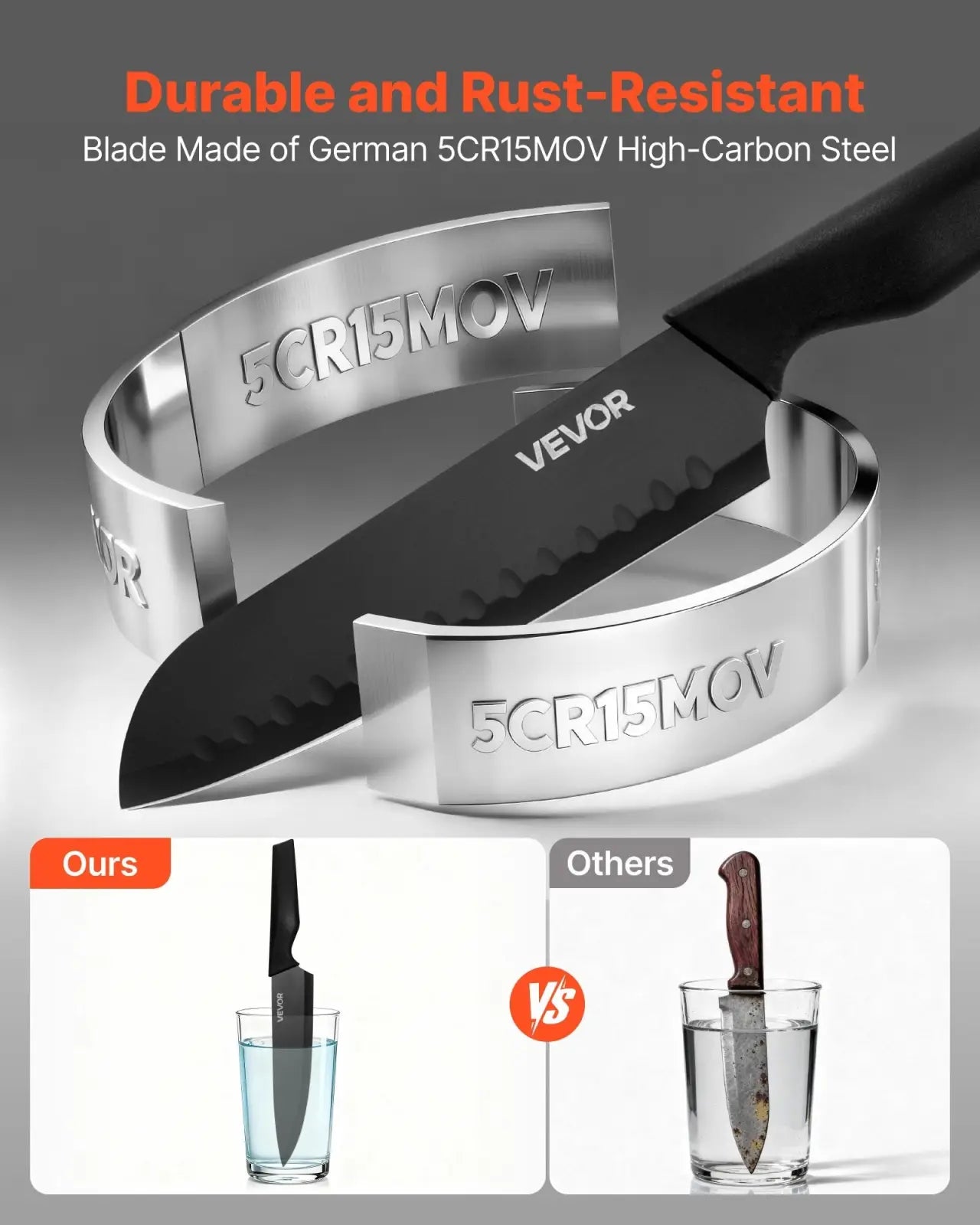 Kitchen Knife Set 15 Piece German Steel with Block