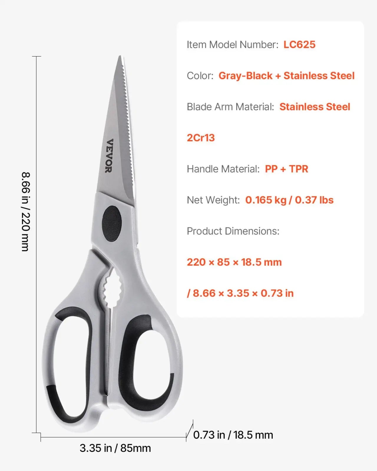 Kitchen Scissors Stainless Steel Shears with Sheath