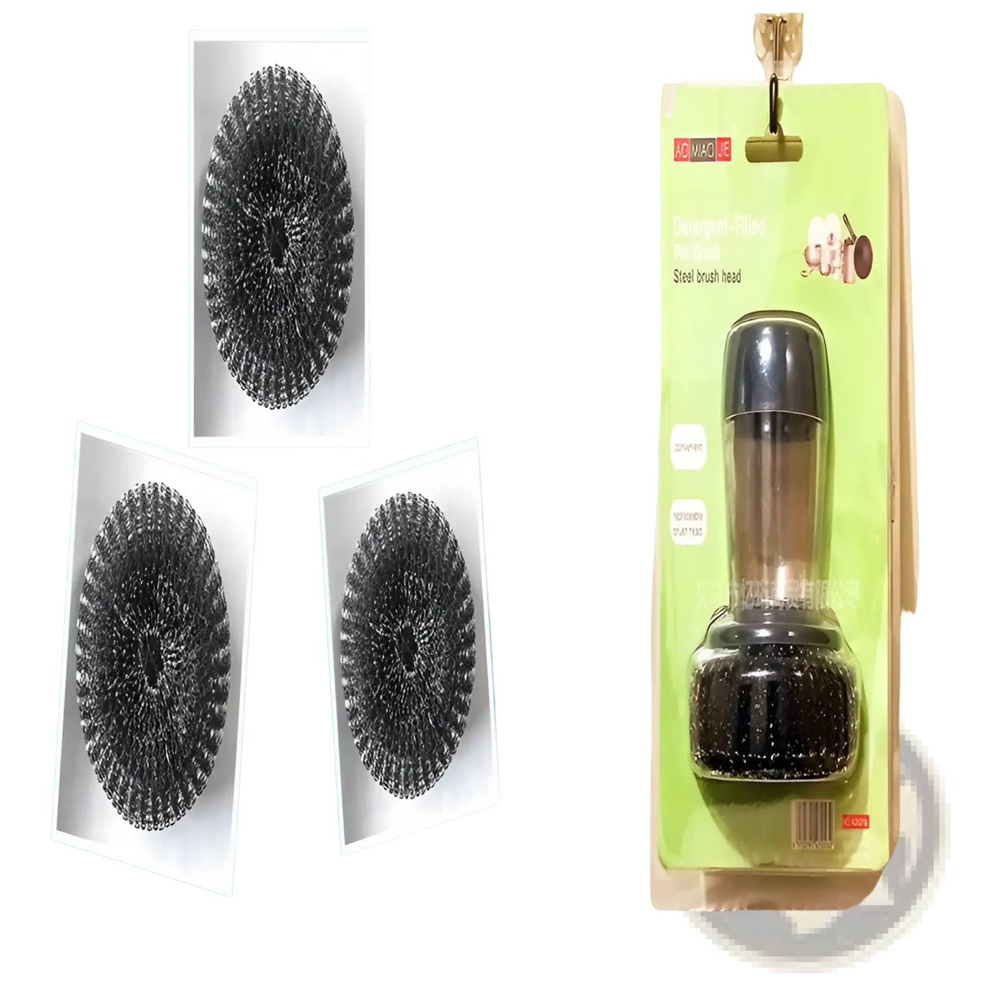 Kitchen Soap Dispensing Palm Brush and Scrubber Set