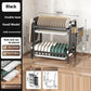 3-tier Black Metal Dish Rack with Marble Water Trays