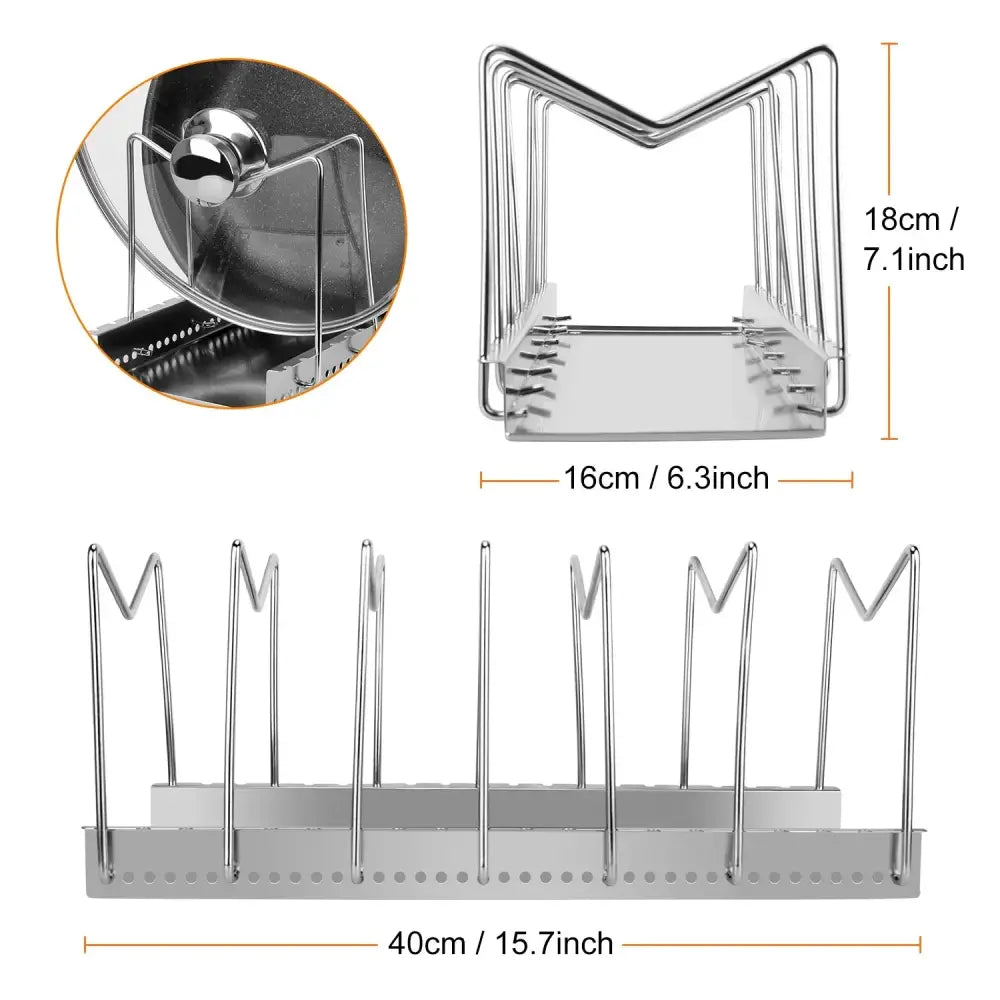Adjustable Stainless Steel Pot and Pan Organizer Rack