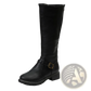 Knee High Knight Boots with Gold Buckle and Low Heel