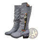Knee High Suede Leather Boots with Block Heel