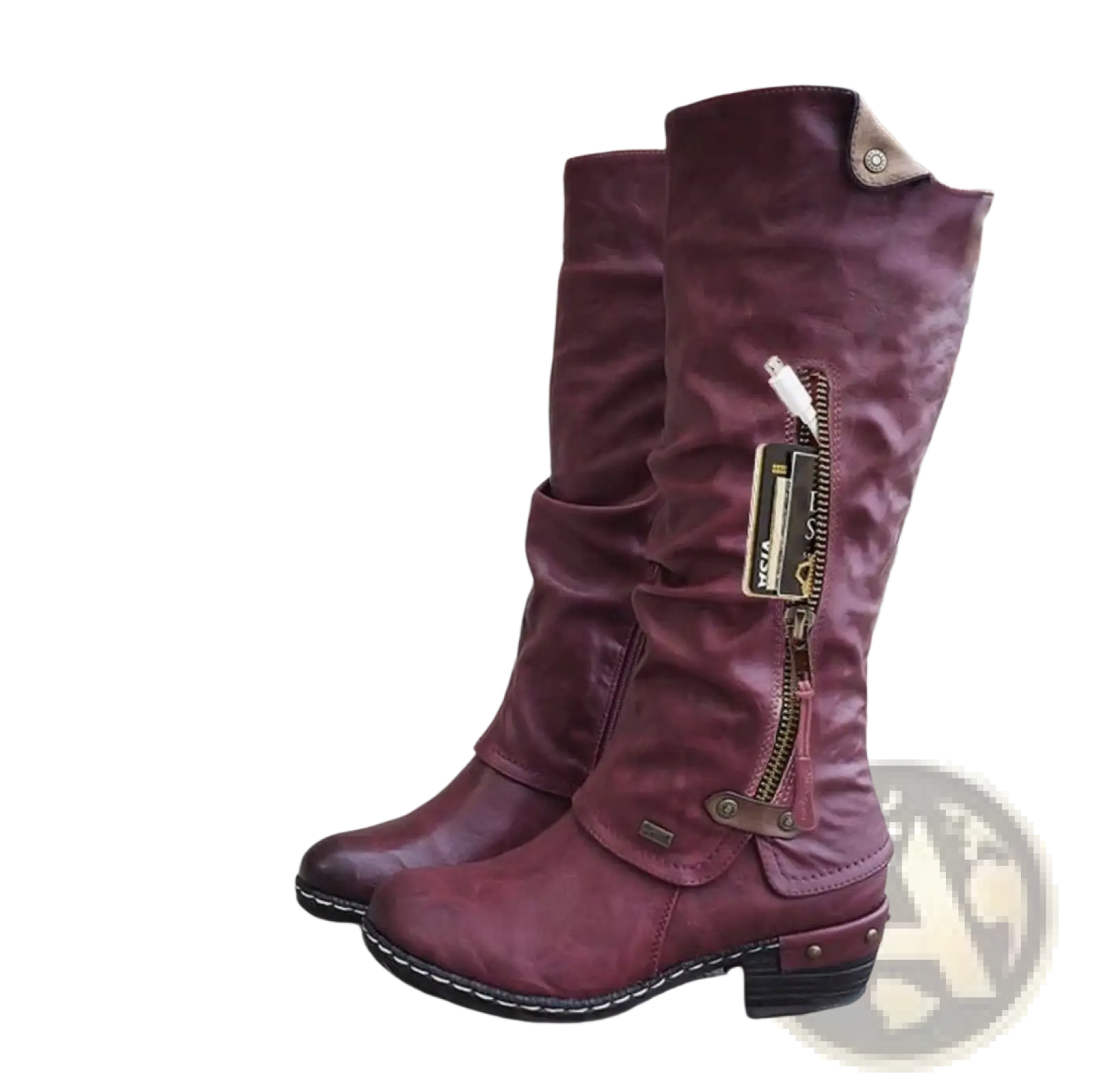 Knee High Suede Leather Boots with Block Heel