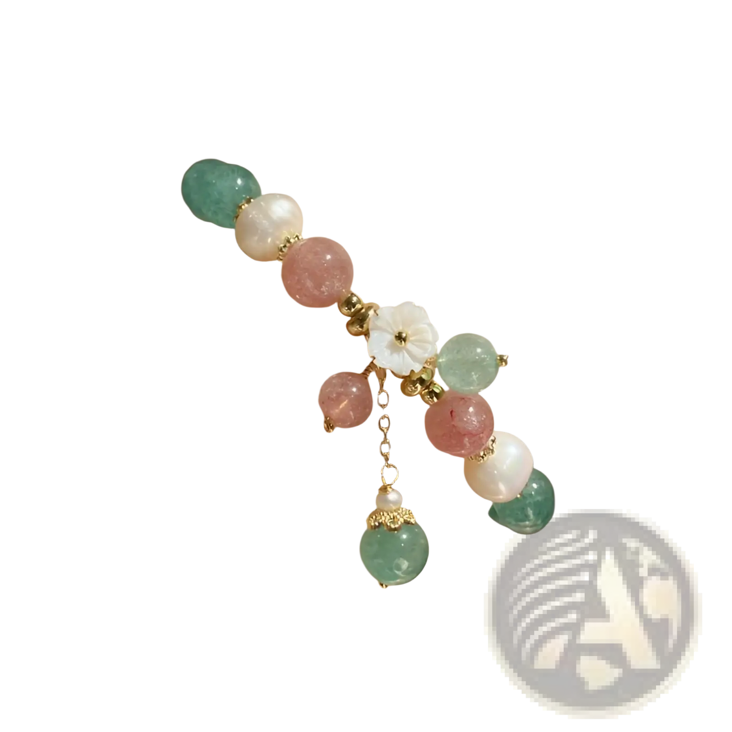 Korean Floral Green Strawberry Crystal Beaded Bracelet