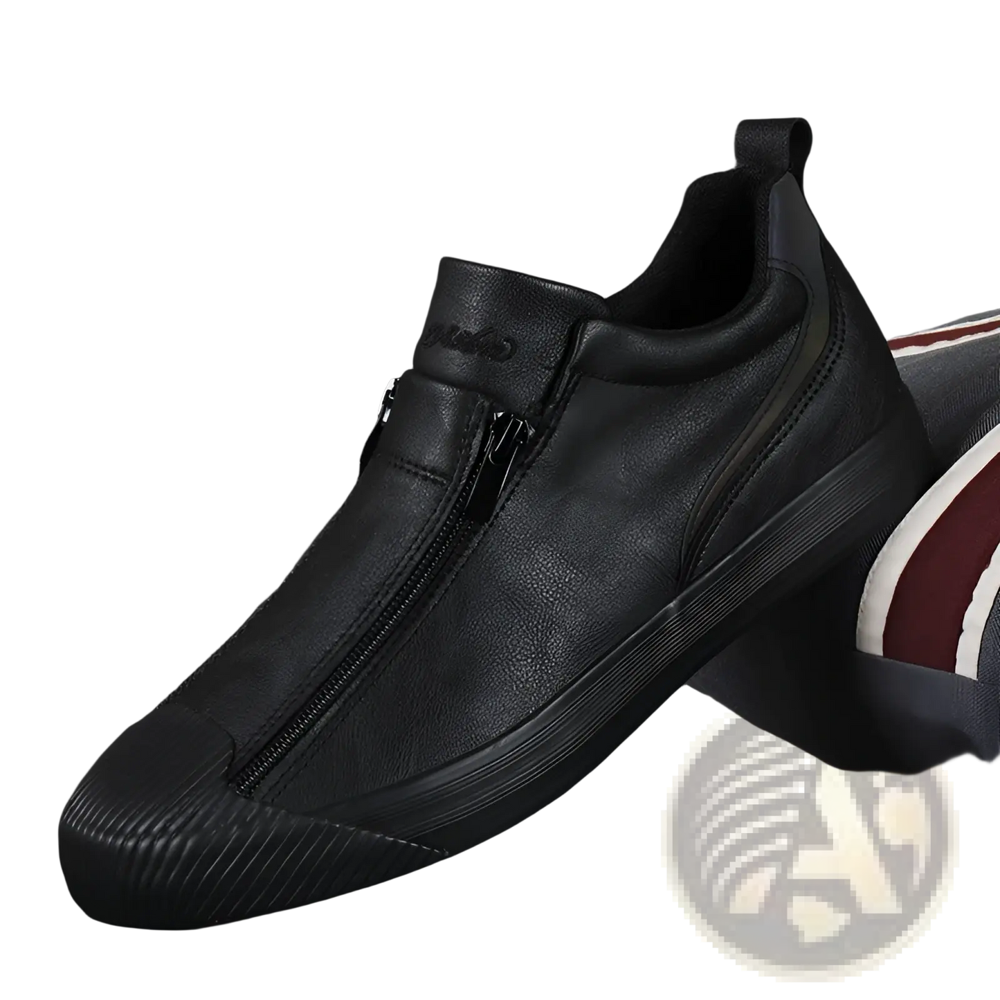 Korean Style Men's High Heel Leather Zipper Sneakers