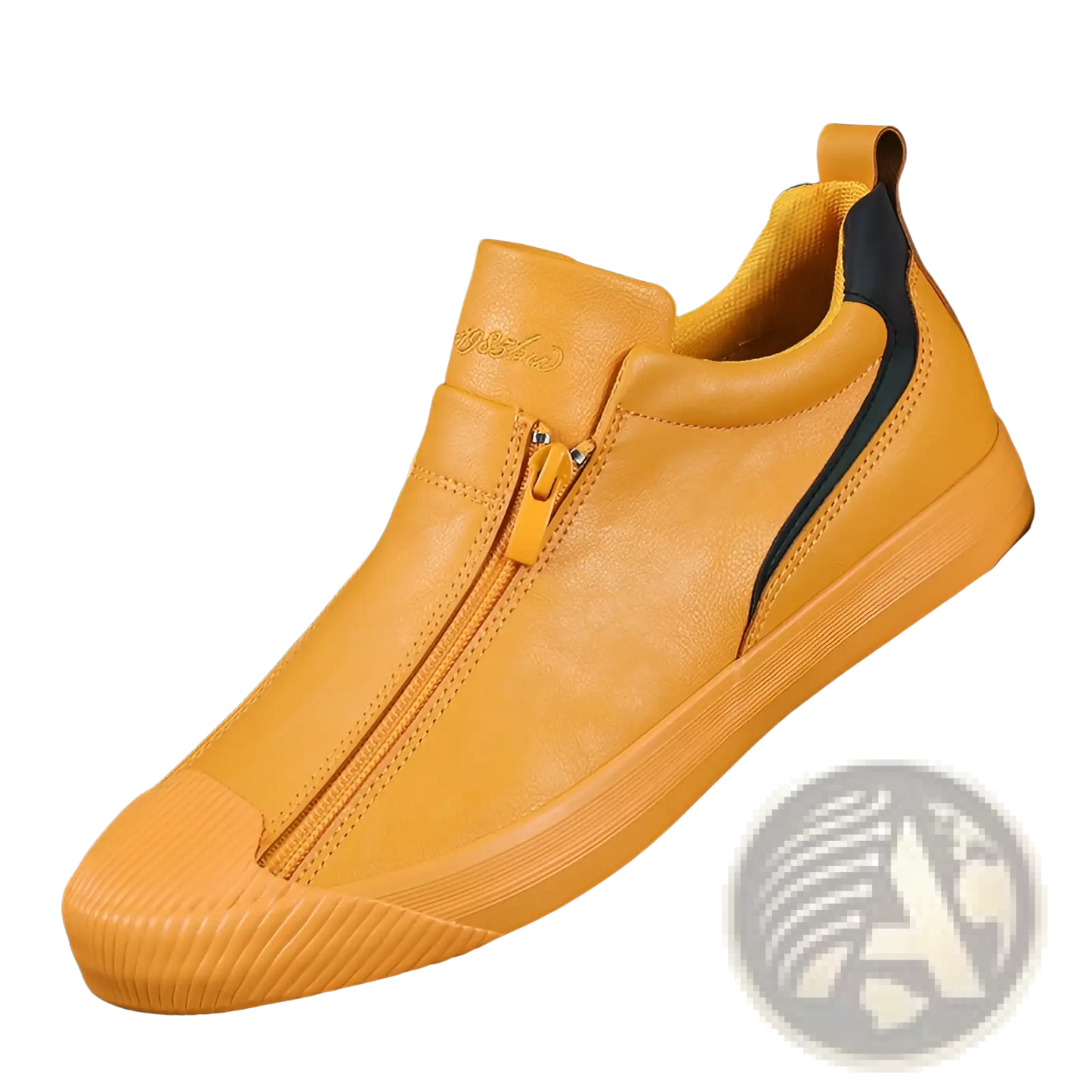 Korean Style Men's High Heel Leather Zipper Sneakers