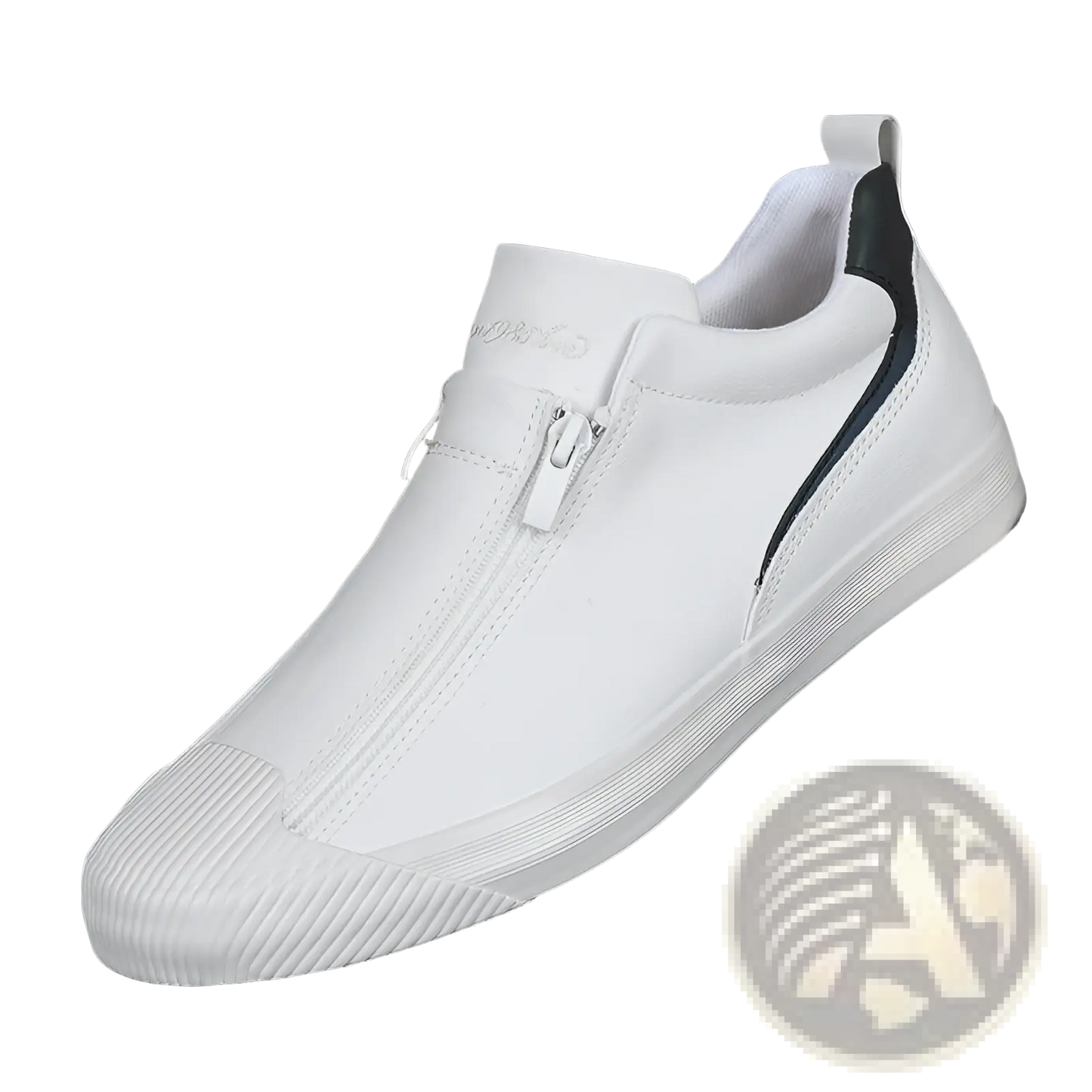 Korean Style Men's High Heel Leather Zipper Sneakers