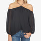 1.STATE Women's Off the Shoulder Halter Neck Blouse Black