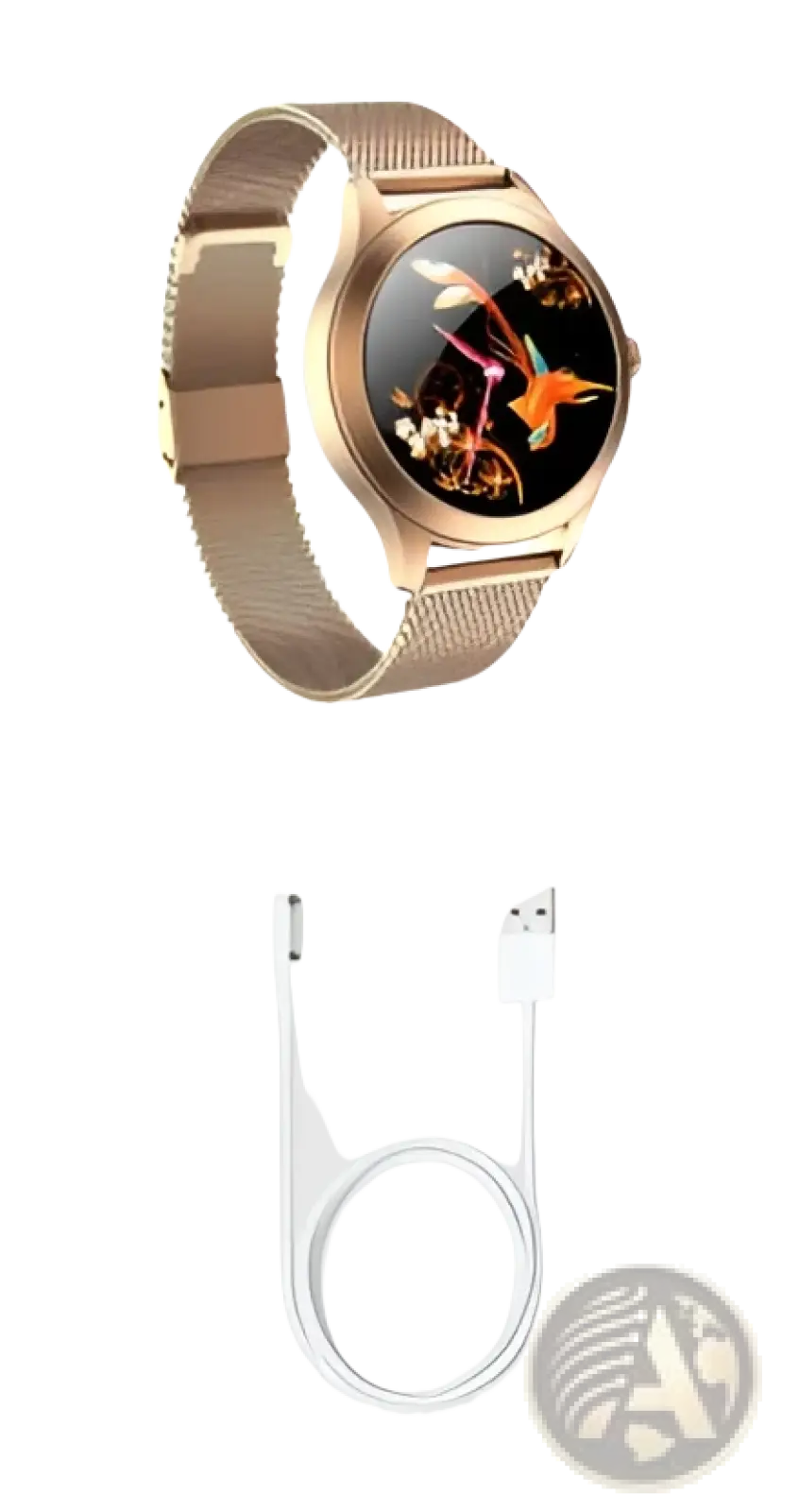 Kw10 Pro Women Rose Gold Mesh Smartwatch with Butterfly Dial