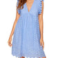 Lace Jacquard v Neck Eyelet Beach Dress with Pockets
