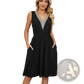 Lace Trim V-neck Sleeveless A-line Dress with Pockets