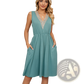 Lace Trim V-neck Sleeveless A-line Dress with Pockets