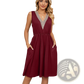 Lace Trim V-neck Sleeveless A-line Dress with Pockets