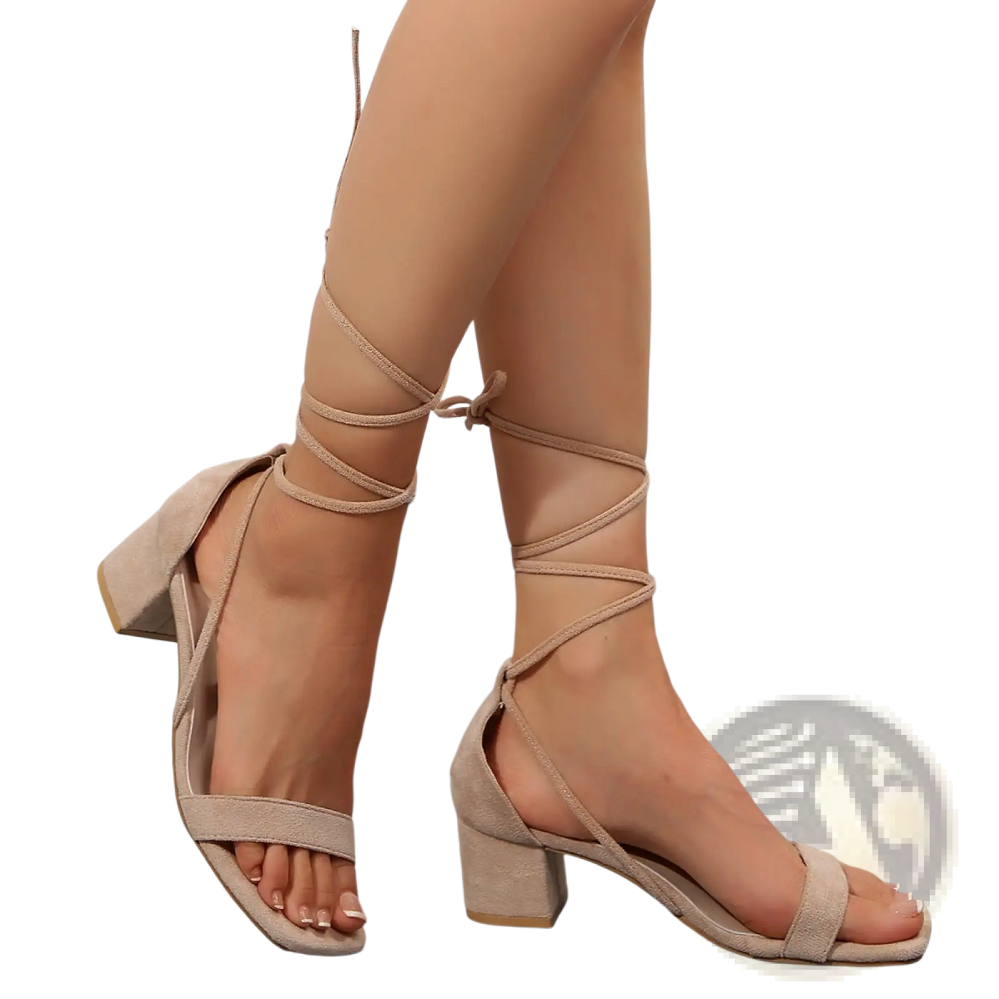Lace-up Block Heel Sandals Square Toe Strappy Shoes