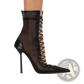 Lace Up Mesh Pointed Toe Stiletto High Heel Sandals