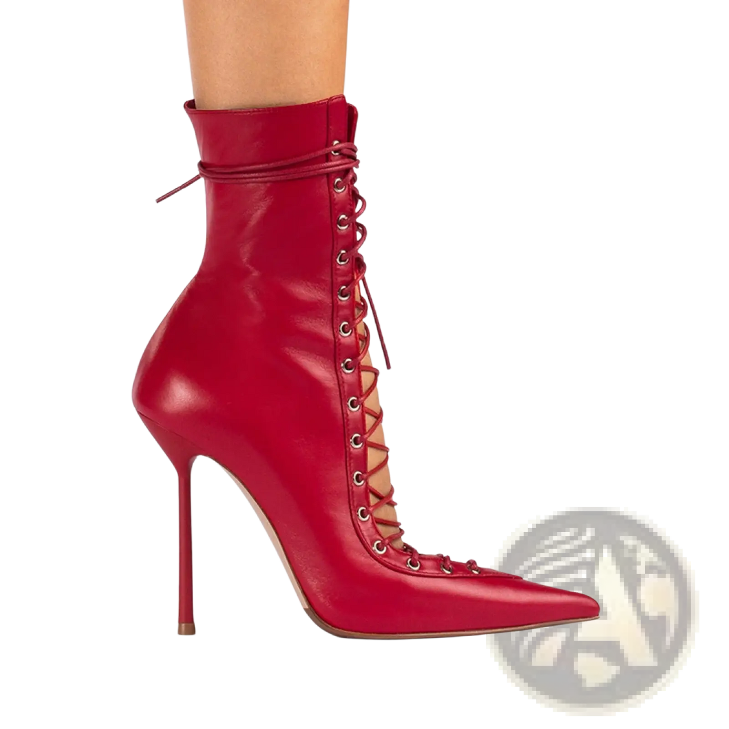 Lace Up Mesh Pointed Toe Stiletto High Heel Sandals