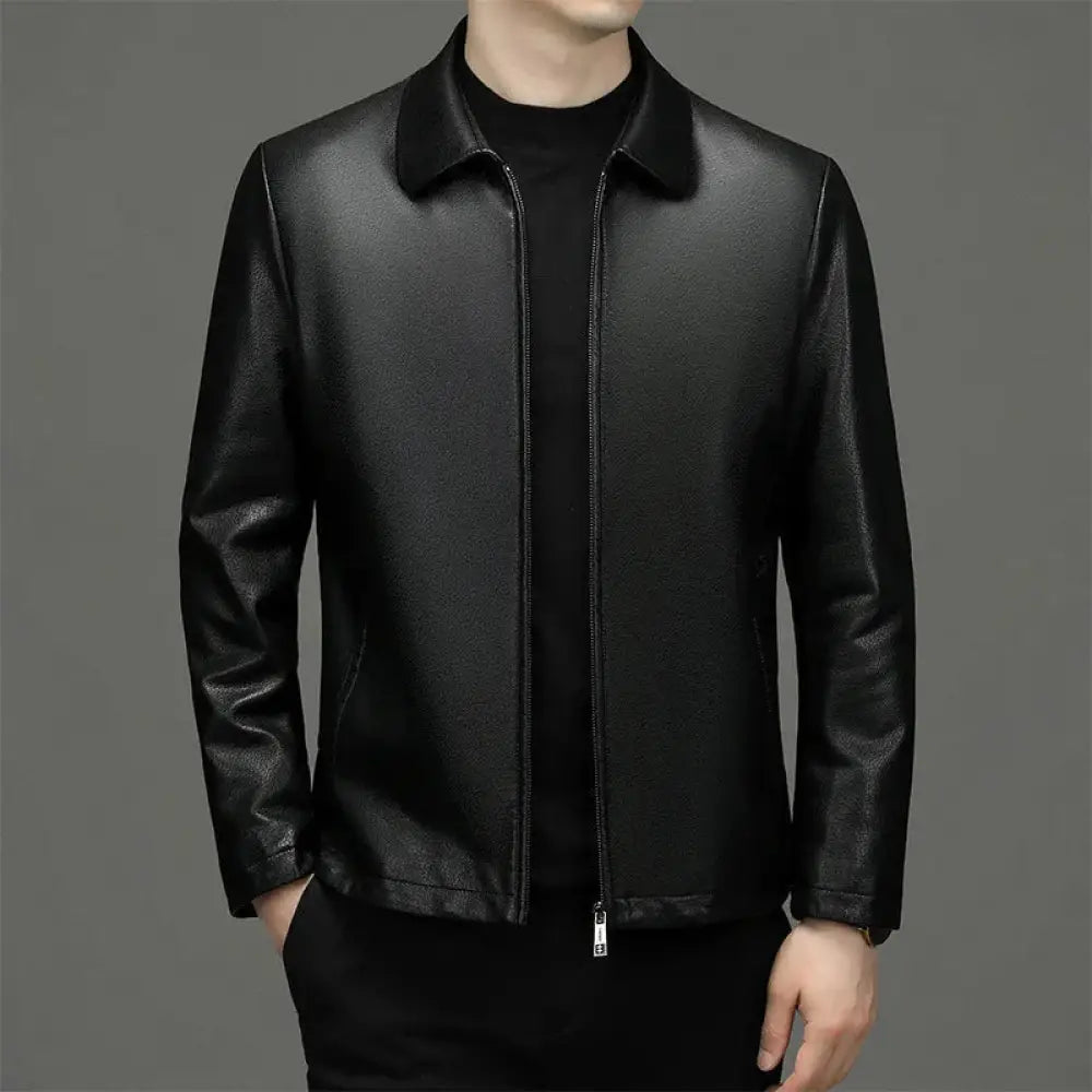 Men's Premium Genuine Leather Lapel Collar Jacket