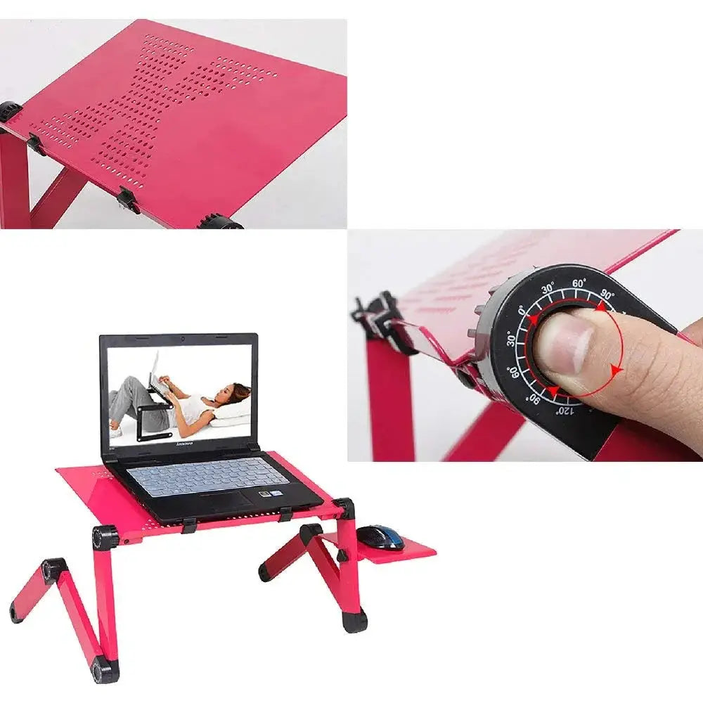 Ergonomic Folding Laptop Desk with Cooling Fan and Mouse Pad