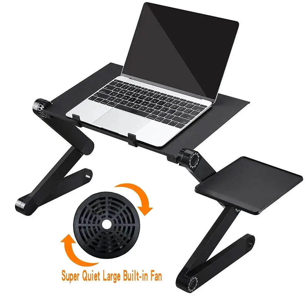 Ergonomic Folding Laptop Desk with Cooling Fan and Mouse Pad