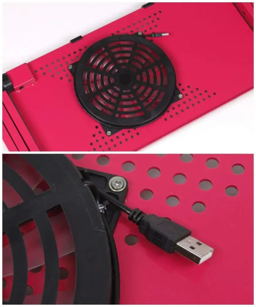 Ergonomic Folding Laptop Desk with Cooling Fan and Mouse Pad