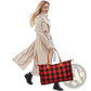 Large Canvas Duffle Bag Plaid Travel Tote Overnight Bag