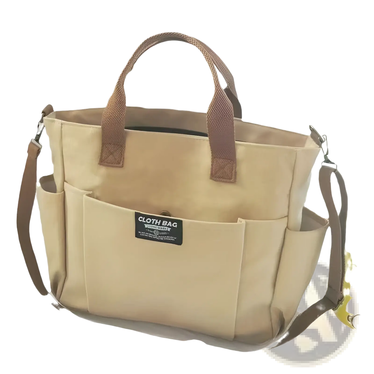 Large Capacity Canvas Commuter Tote with Leather Straps