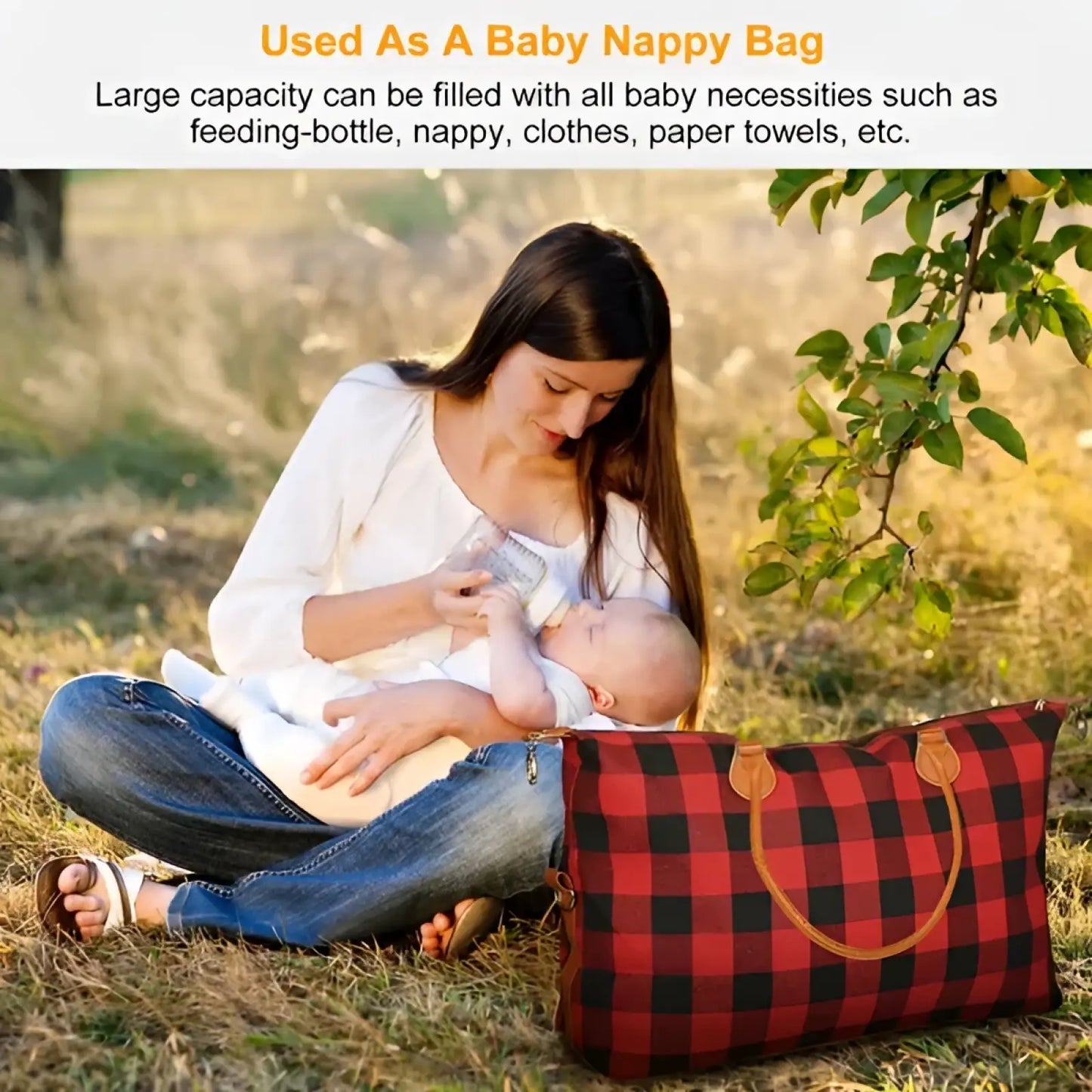 Large Capacity Cotton Canvas Weekend Travel Duffle Bag