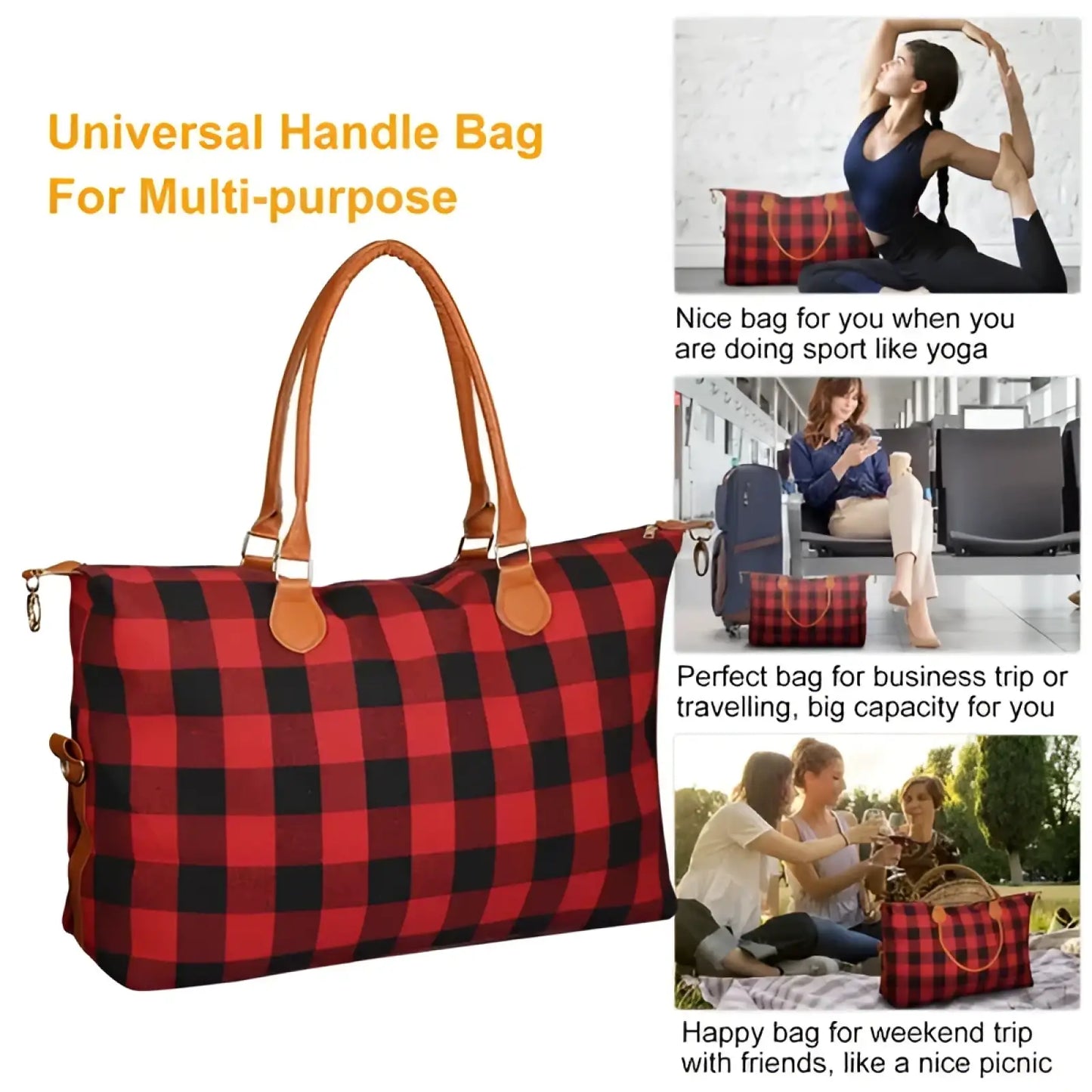 Large Capacity Cotton Canvas Weekend Travel Duffle Bag
