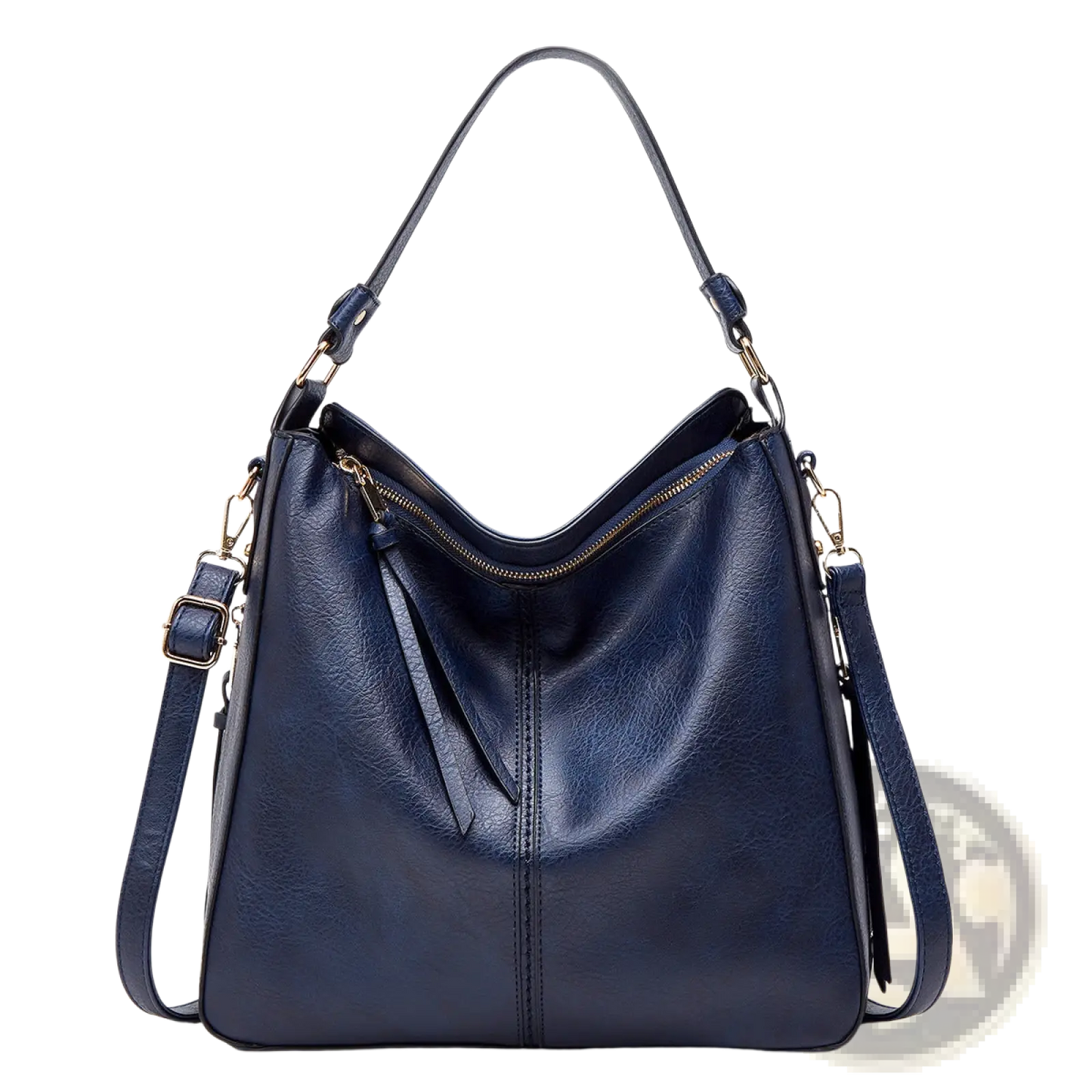 Large Capacity Faux Leather Zippered Hobo Shoulder Bag