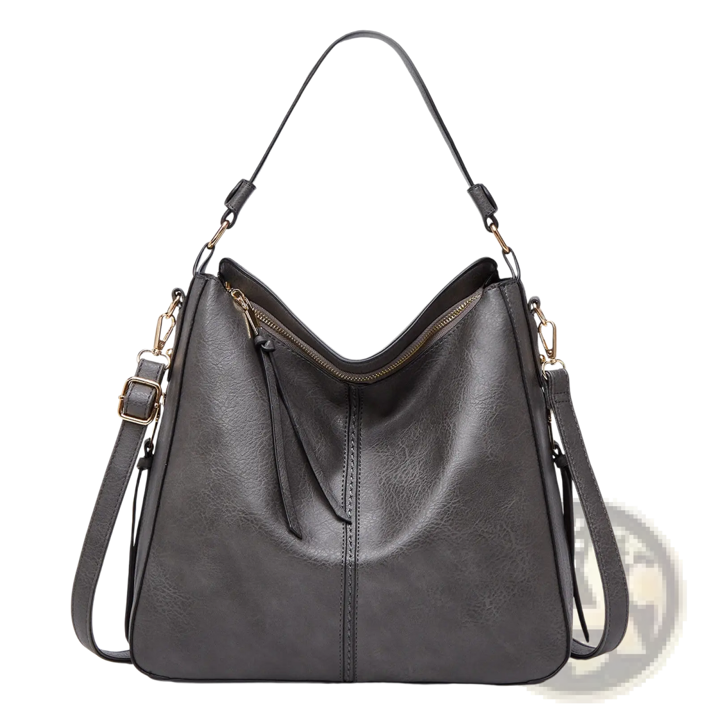 Large Capacity Faux Leather Zippered Hobo Shoulder Bag