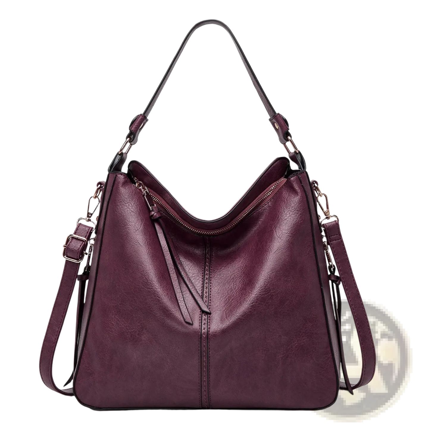 Large Capacity Faux Leather Zippered Hobo Shoulder Bag