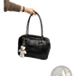 Large Capacity Leather Shoulder Bag with Bear Charm