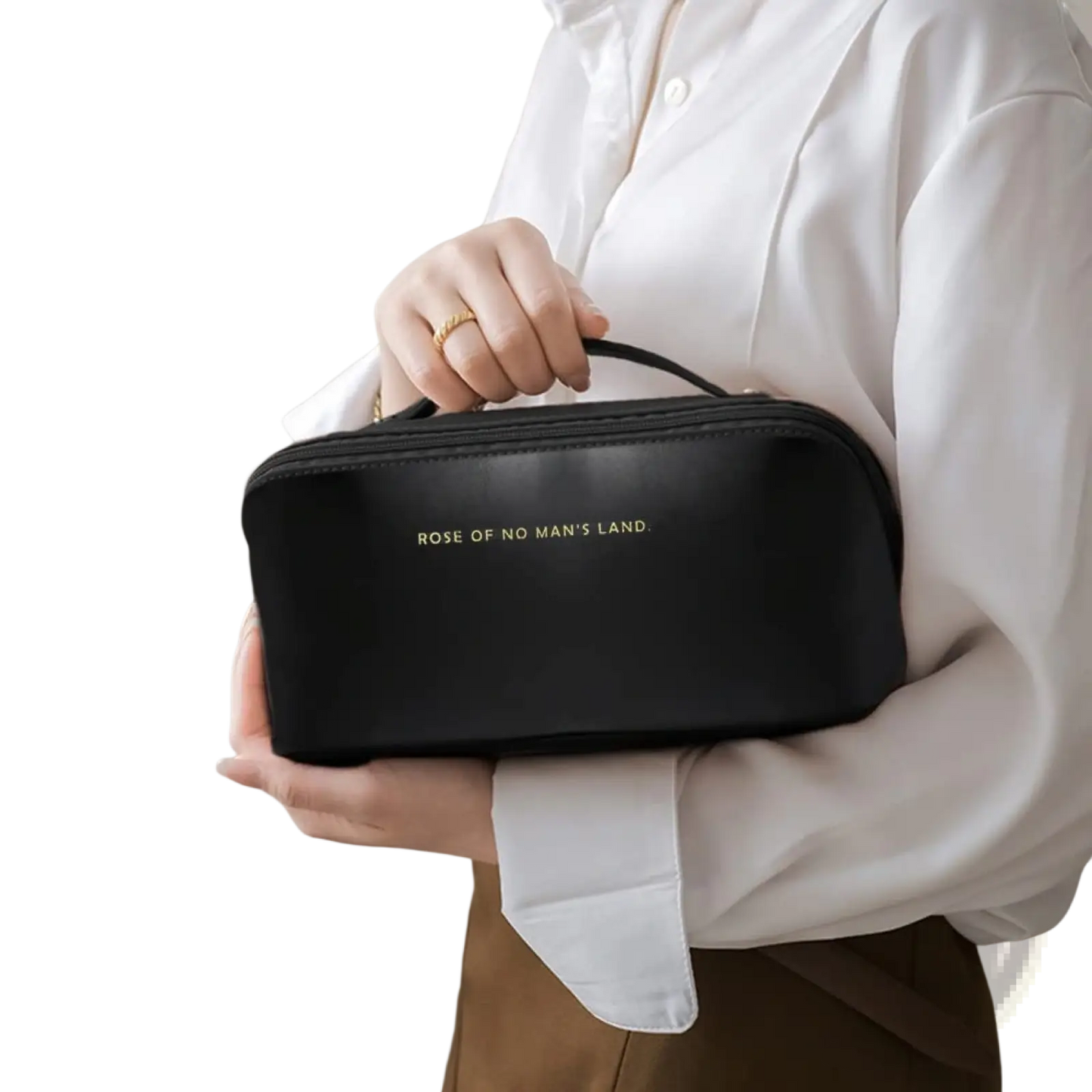 Large Capacity Leather Travel Makeup Bag Organizer