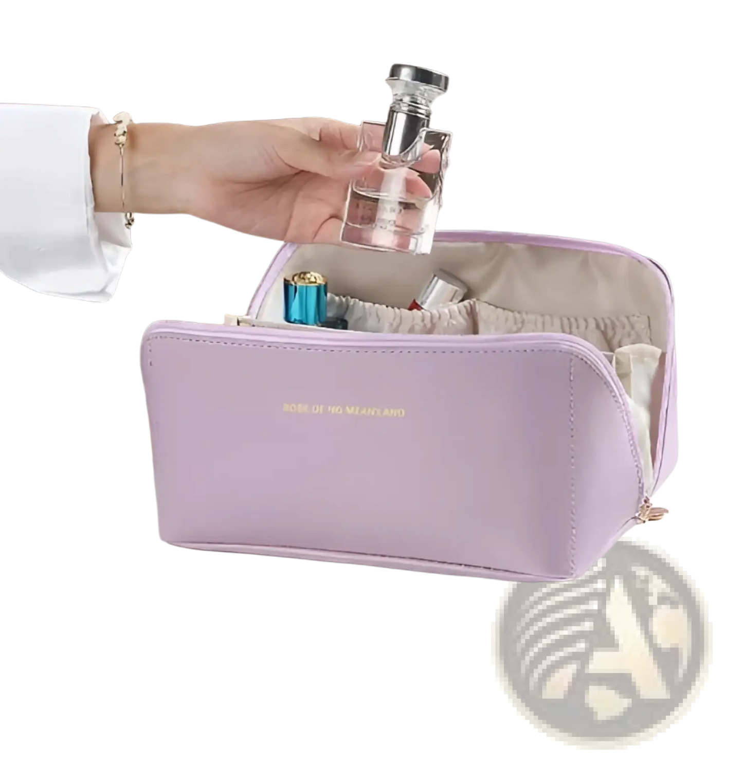 Large Capacity Leather Travel Makeup Bag Organizer