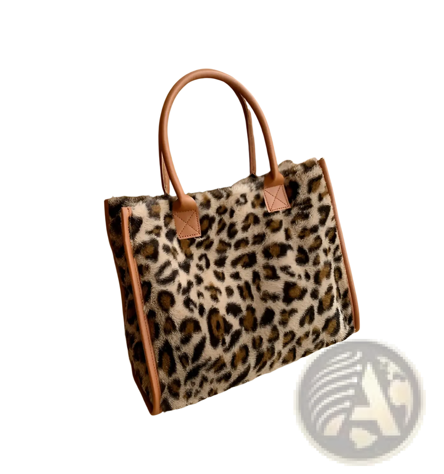 Large Capacity Leopard Print Plush Tote Bag