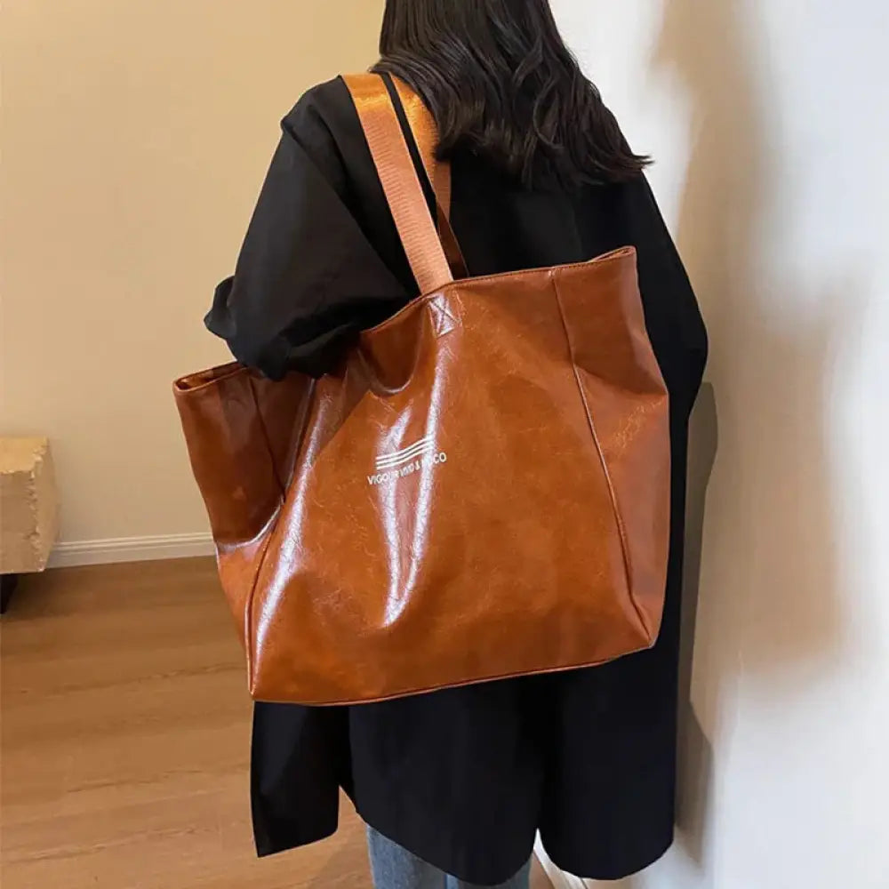 Large Waterproof Glossy Shoulder Tote Bag
