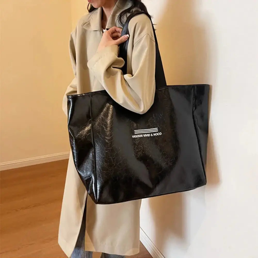 Large Waterproof Glossy Shoulder Tote Bag