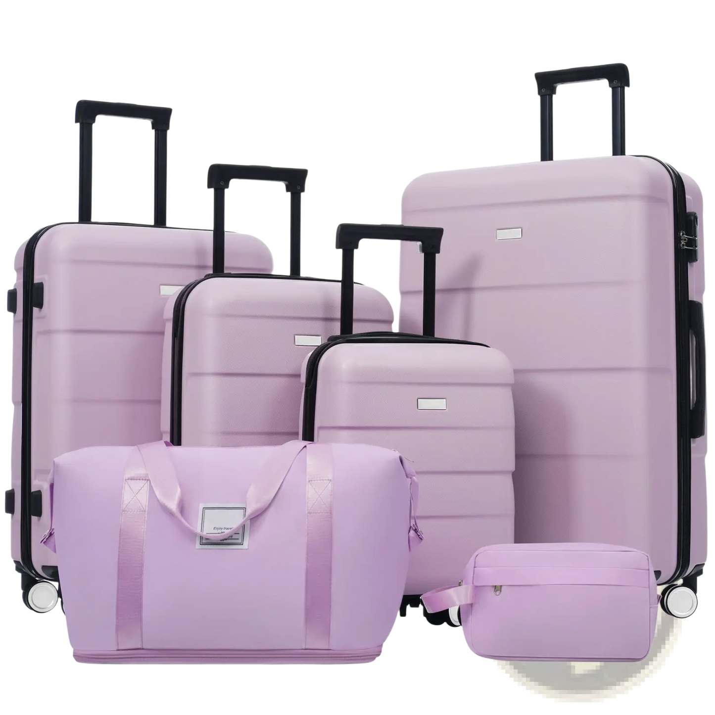 Lavender 6 Piece Hardshell Luggage Set with Spinner Wheels