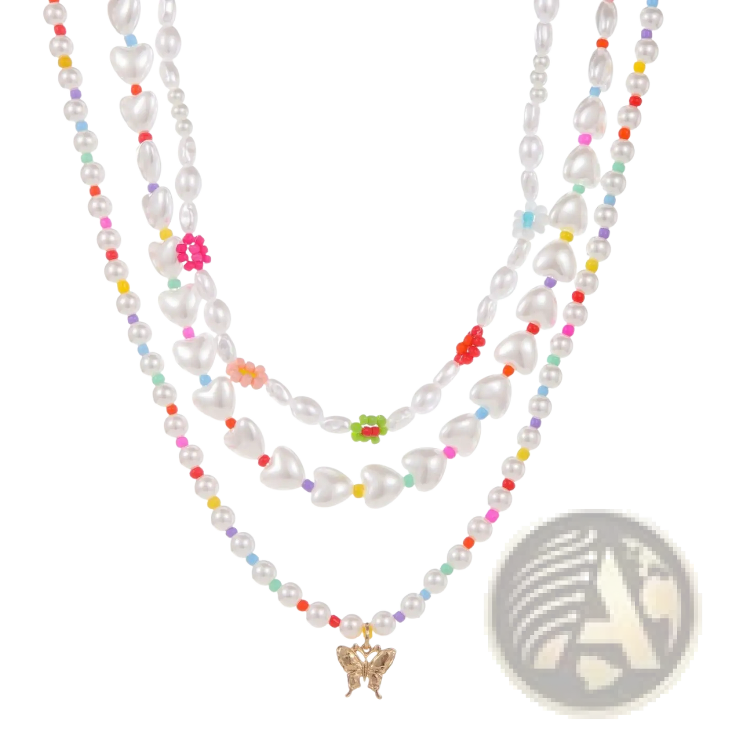 Layered Gold Butterfly and Pearl Jewelry Set for Women