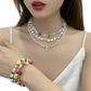 Layered Gold Butterfly and Pearl Jewelry Set for Women
