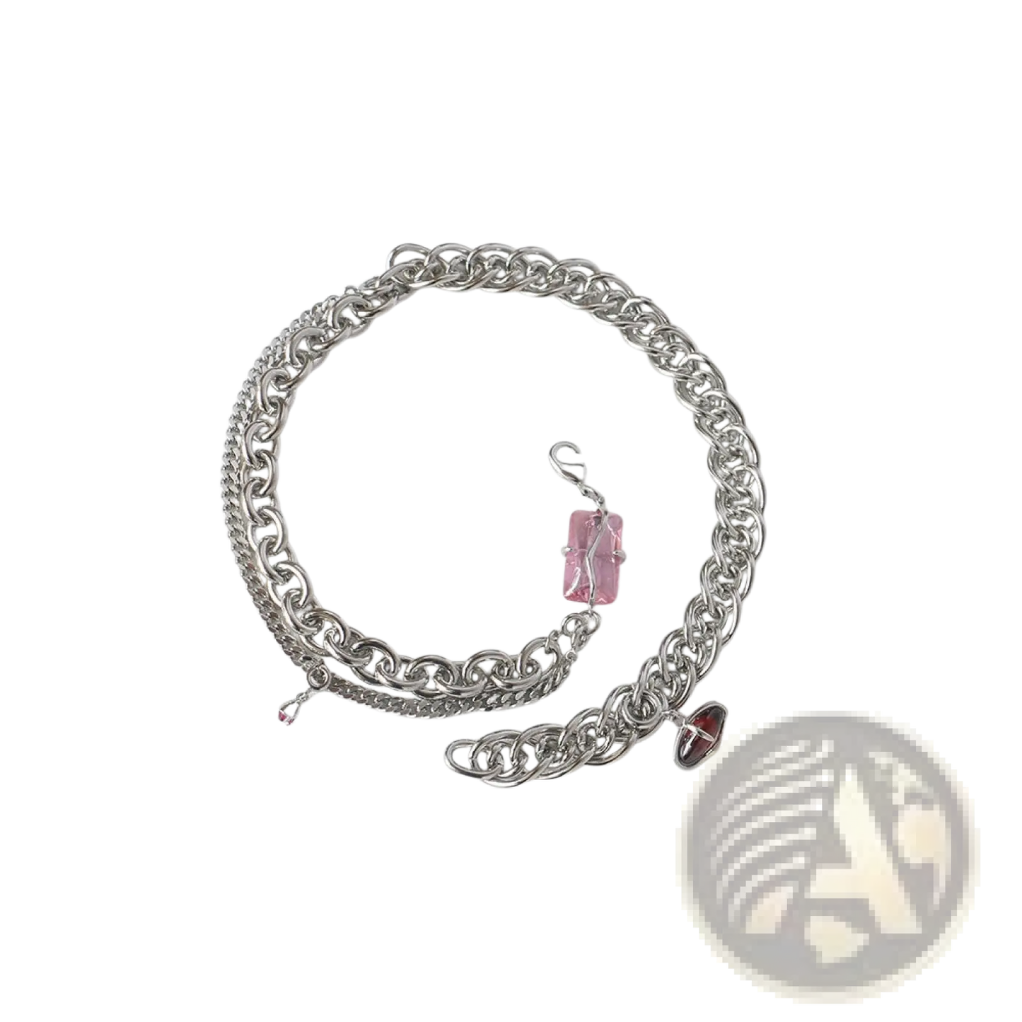 Layered Silver Opal and Zircon Crystal Charm Necklace