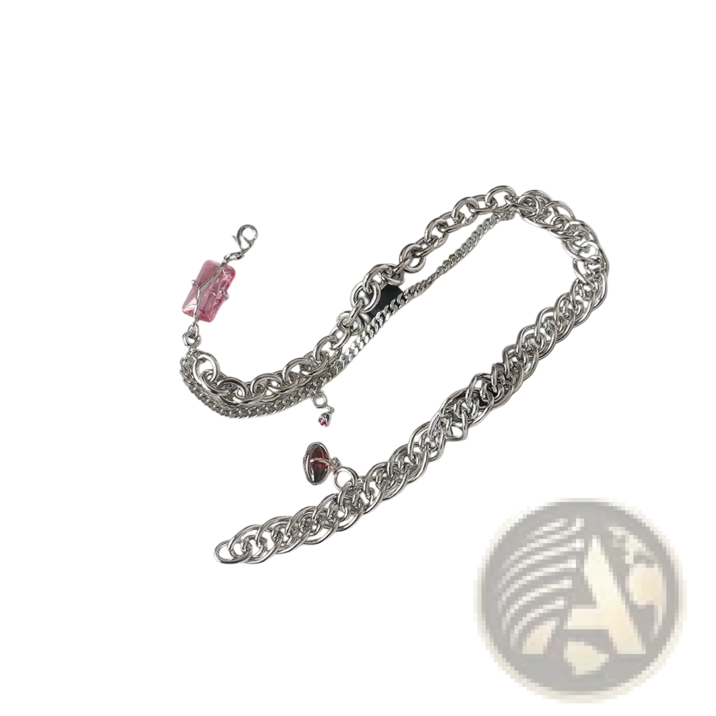 Layered Silver Opal and Zircon Crystal Charm Necklace