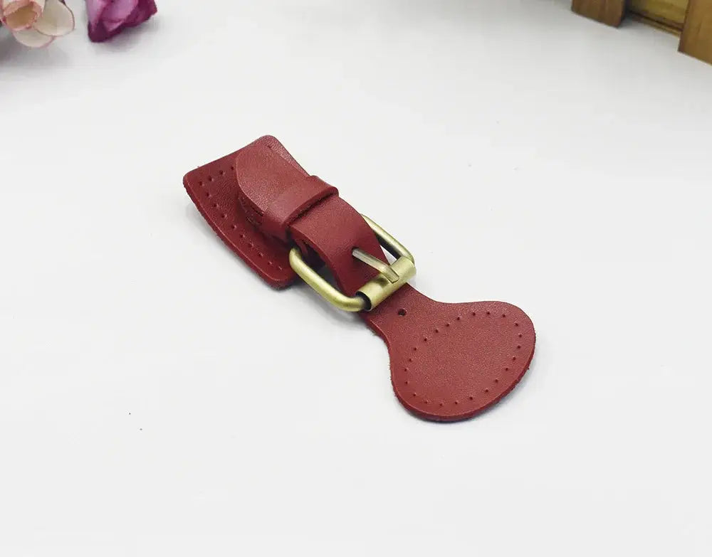 Handcrafted Oval Leather Hook Fasteners with Brass Hardware