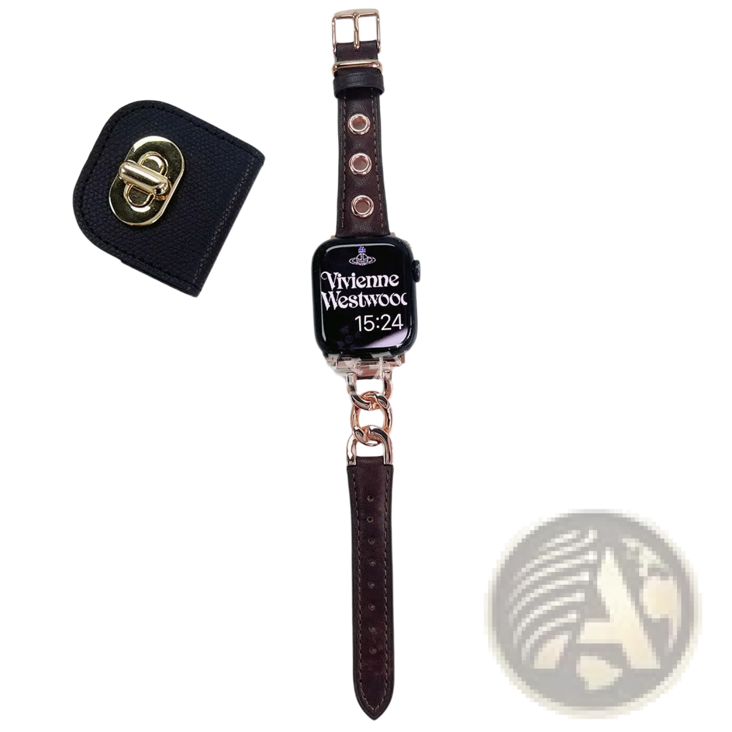 Leather Apple Watch Band with Retro Chain Link