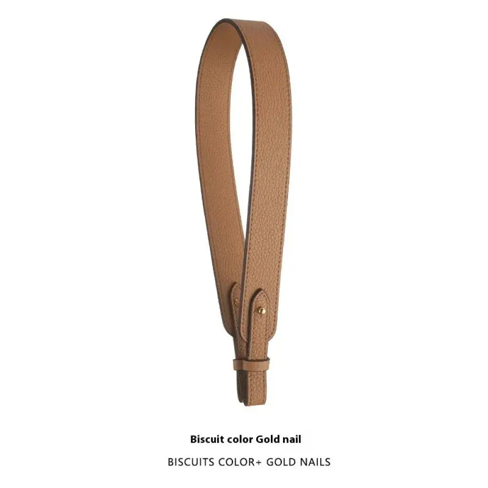 Adjustable Textured Leather Handbag Strap with Gold Clasp