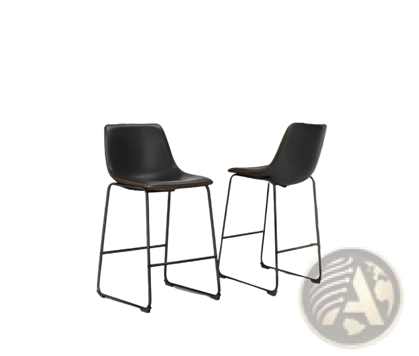 Leather Bar Stools Set of 2 Mid Century Counter Chairs