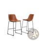 Leather Bar Stools Set of 2 Mid Century Counter Chairs