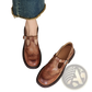 Leather Brogue Mary Jane Shoes for Women Brown Black